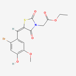 molecular formula C15H14BrNO6S B5915524 ethyl [(5E)-5-(2-bromo-4-hydroxy-5-methoxybenzylidene)-2,4-dioxo-1,3-thiazolidin-3-yl]acetate 