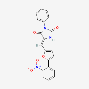 molecular formula C20H13N3O5 B5915633 (5Z)-5-{[5-(2-nitrophenyl)furan-2-yl]methylidene}-3-phenylimidazolidine-2,4-dione 