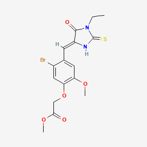 molecular formula C16H17BrN2O5S B5915664 METHYL 2-(5-BROMO-4-{[(4Z)-1-ETHYL-5-OXO-2-SULFANYLIDENEIMIDAZOLIDIN-4-YLIDENE]METHYL}-2-METHOXYPHENOXY)ACETATE 
