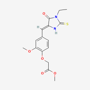 molecular formula C16H18N2O5S B5915759 METHYL 2-(4-{[(4Z)-1-ETHYL-5-OXO-2-SULFANYLIDENEIMIDAZOLIDIN-4-YLIDENE]METHYL}-2-METHOXYPHENOXY)ACETATE 