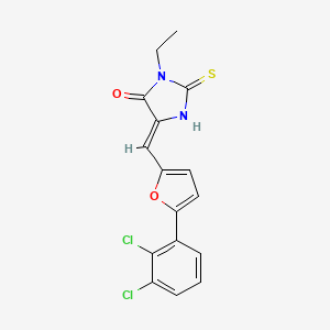 molecular formula C16H12Cl2N2O2S B5915771 5-{[5-(2,3-dichlorophenyl)-2-furyl]methylene}-3-ethyl-2-thioxo-4-imidazolidinone 