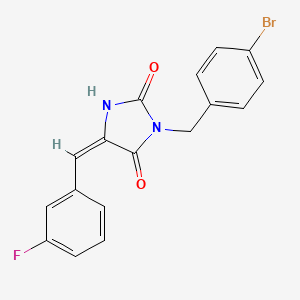 molecular formula C17H12BrFN2O2 B5915834 (5E)-3-[(4-bromophenyl)methyl]-5-[(3-fluorophenyl)methylidene]imidazolidine-2,4-dione 