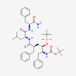 molecular formula C45H66N4O6Si B591588 Tert-butyl N-[(2S,3R,5R)-6-[[(2S)-1-[[(2S)-1-amino-1-oxo-3-phenylpropan-2-yl]amino]-4-methyl-1-oxopentan-2-yl]amino]-5-benzyl-3-[tert-butyl(dimethyl)silyl]oxy-6-oxo-1-phenylhexan-2-yl]carbamate CAS No. 338801-69-7