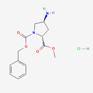molecular formula C14H19ClN2O4 B591591 (2R,4S)-1-Benzyl 2-methyl 4-aminopyrrolidine-1,2-dicarboxylate hydrochloride CAS No. 489446-77-7