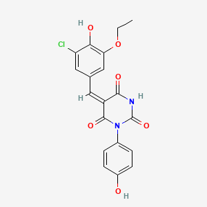 molecular formula C19H15ClN2O6 B5915920 (5E)-5-[(3-chloro-5-ethoxy-4-hydroxyphenyl)methylidene]-1-(4-hydroxyphenyl)-1,3-diazinane-2,4,6-trione 