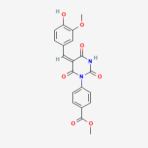 molecular formula C20H16N2O7 B5915924 methyl 4-[(5E)-5-[(4-hydroxy-3-methoxyphenyl)methylidene]-2,4,6-trioxo-1,3-diazinan-1-yl]benzoate 