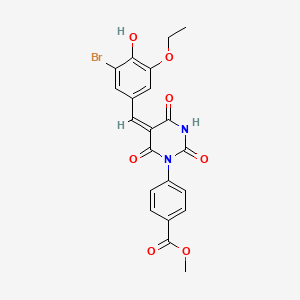 molecular formula C21H17BrN2O7 B5915930 methyl 4-[(5E)-5-[(3-bromo-5-ethoxy-4-hydroxyphenyl)methylidene]-2,4,6-trioxo-1,3-diazinan-1-yl]benzoate 