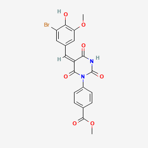 molecular formula C20H15BrN2O7 B5916006 methyl 4-[(5E)-5-[(3-bromo-4-hydroxy-5-methoxyphenyl)methylidene]-2,4,6-trioxo-1,3-diazinan-1-yl]benzoate 
