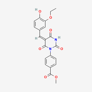 molecular formula C21H18N2O7 B5916073 methyl 4-[(5E)-5-[(3-ethoxy-4-hydroxyphenyl)methylidene]-2,4,6-trioxo-1,3-diazinan-1-yl]benzoate 