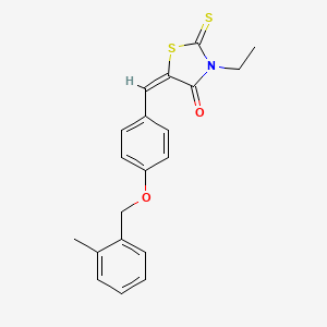 molecular formula C20H19NO2S2 B5916256 (5E)-3-ethyl-5-[[4-[(2-methylphenyl)methoxy]phenyl]methylidene]-2-sulfanylidene-1,3-thiazolidin-4-one 