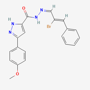 molecular formula C20H17BrN4O2 B5916389 N-[(Z)-[(Z)-2-bromo-3-phenylprop-2-enylidene]amino]-3-(4-methoxyphenyl)-1H-pyrazole-5-carboxamide 
