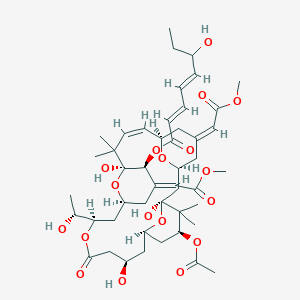 molecular formula C47H68O18 B591649 [(1S,3S,5Z,7R,8Z,11S,12S,13E,15S,17R,21R,23R,25S)-25-acetyloxy-1,11,21-trihydroxy-17-[(1R)-1-hydroxyethyl]-5,13-bis(2-methoxy-2-oxoethylidene)-10,10,26,26-tetramethyl-19-oxo-18,27,28,29-tetraoxatetracyclo[21.3.1.13,7.111,15]nonacos-8-en-12-yl] (2E,4E)-6-hydroxyocta-2,4-dienoate CAS No. 136448-58-3