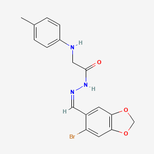 molecular formula C17H16BrN3O3 B5916553 N-[(Z)-(6-bromo-1,3-benzodioxol-5-yl)methylideneamino]-2-(4-methylanilino)acetamide 