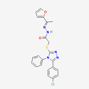 molecular formula C22H18ClN5O2S B5916561 2-{[5-(4-chlorophenyl)-4-phenyl-4H-1,2,4-triazol-3-yl]sulfanyl}-N'-[(1E)-1-(furan-2-yl)ethylidene]acetohydrazide 