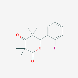 molecular formula C15H17FO3 B5916646 6-(2-fluorophenyl)-3,3,5,5-tetramethyloxane-2,4-dione 