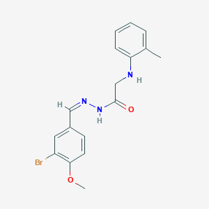 molecular formula C17H18BrN3O2 B5916736 N-[(Z)-(3-bromo-4-methoxyphenyl)methylideneamino]-2-(2-methylanilino)acetamide 