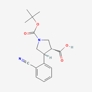molecular formula C17H20N2O4 B591684 (3R,4S)-1-(tert-Butoxycarbonyl)-4-(2-cyanophenyl)pyrrolidine-3-carboxylic acid CAS No. 1161787-84-3