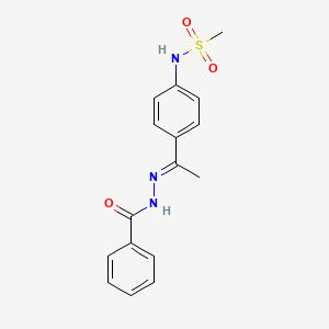 molecular formula C16H17N3O3S B5916843 N-[4-(N-benzoylethanehydrazonoyl)phenyl]methanesulfonamide 