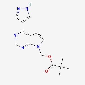 molecular formula C15H17N5O2 B591692 (4-(1H-Pyrazol-4-yl)-7H-pyrrolo[2,3-d]pyrimidin-7-yl)methyl pivalate CAS No. 1146629-77-7