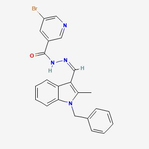 molecular formula C23H19BrN4O B5916973 N-[(Z)-(1-benzyl-2-methylindol-3-yl)methylideneamino]-5-bromopyridine-3-carboxamide 