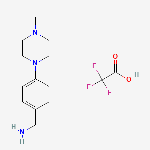 molecular formula C14H20F3N3O2 B591698 (4-(4-Methylpiperazin-1-yl)phenyl)methanamine 2,2,2-trifluoroacetate CAS No. 1632286-18-0