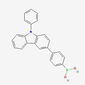molecular formula C24H18BNO2 B591700 (4-(9-Phenyl-9H-carbazol-3-yl)phenyl)boronic acid CAS No. 1240963-55-6