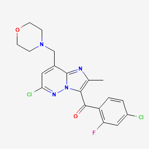 molecular formula C19H17Cl2FN4O2 B591719 (4-Chloro-2-fluorophenyl)(6-chloro-2-methyl-8-(morpholinomethyl)imidazo[1,2-b]pyridazin-3-yl)methanone CAS No. 1229236-83-2