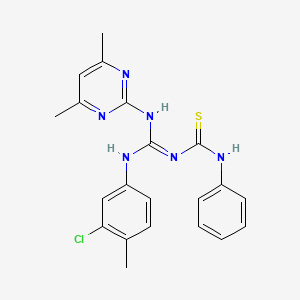 molecular formula C21H21ClN6S B5917284 N-{[(3-chloro-4-methylphenyl)amino][(4,6-dimethyl-2-pyrimidinyl)amino]methylene}-N'-phenylthiourea 