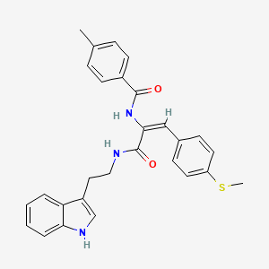 molecular formula C28H27N3O2S B5917312 N-[(E)-3-[2-(1H-indol-3-yl)ethylamino]-1-(4-methylsulfanylphenyl)-3-oxoprop-1-en-2-yl]-4-methylbenzamide 