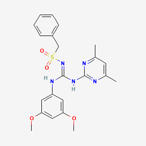 molecular formula C22H25N5O4S B5917362 N-{(E)-[(3,5-dimethoxyphenyl)amino][(4,6-dimethylpyrimidin-2-yl)amino]methylidene}-1-phenylmethanesulfonamide 