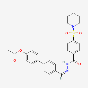 molecular formula C27H27N3O5S B5917528 [4-[4-[(Z)-[(4-piperidin-1-ylsulfonylbenzoyl)hydrazinylidene]methyl]phenyl]phenyl] acetate 