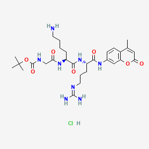 molecular formula C29H45ClN8O7 B591756 N-T-Boc-gly-lys-arg 7-amido-4-methylcoumarin hydrochloride CAS No. 133448-23-4