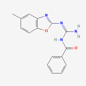 molecular formula C16H14N4O2 B5917787 N-[(E)-AMINO[(5-METHYL-1,3-BENZOXAZOL-2-YL)AMINO]METHYLIDENE]BENZAMIDE 