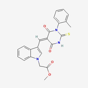 molecular formula C23H19N3O4S B5917843 methyl 2-[3-[(E)-[1-(2-methylphenyl)-4,6-dioxo-2-sulfanylidene-1,3-diazinan-5-ylidene]methyl]indol-1-yl]acetate 