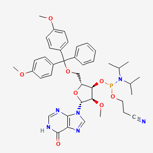 3-[[(2R,3R,4R,5R)-2-[[Bis(4-methoxyphenyl)-phenylmethoxy]methyl]-4-methoxy-5-(6-oxo-1H-purin-9-yl)oxolan-3-yl]oxy-[di(propan-2-yl)amino]phosphanyl]oxypropanenitrile
