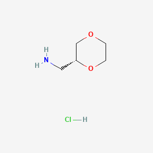 molecular formula C5H12ClNO2 B591814 (R)-(1,4-Dioxan-2-yl)methanamine hydrochloride CAS No. 1523541-84-5