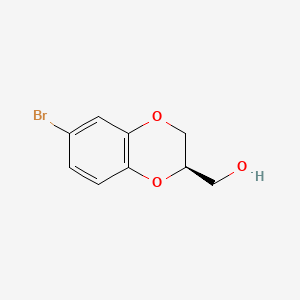 molecular formula C9H9BrO3 B591816 (R)-(6-Bromo-2,3-dihydrobenzo[b][1,4]dioxin-2-yl)methanol CAS No. 1263285-26-2
