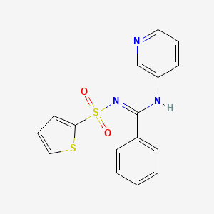 molecular formula C16H13N3O2S2 B5918546 N-pyridin-3-yl-N'-thiophen-2-ylsulfonylbenzenecarboximidamide 