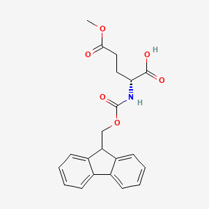 molecular formula C21H21NO6 B591872 (R)-2-((((9H-Fluoren-9-yl)methoxy)carbonyl)amino)-5-methoxy-5-oxopentanoic acid CAS No. 1481642-14-1