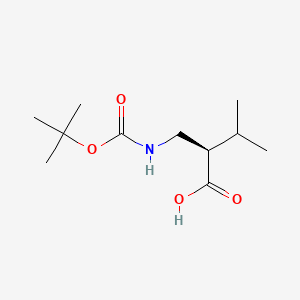 molecular formula C11H21NO4 B591875 (R)-2-(((tert-Butoxycarbonyl)amino)methyl)-3-methylbutanoic acid CAS No. 191664-14-9
