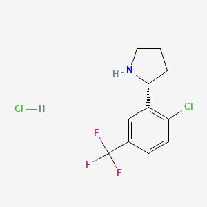 molecular formula C11H12Cl2F3N B591879 (R)-2-(2-Chloro-5-(trifluoromethyl)phenyl)pyrrolidine hydrochloride CAS No. 1391519-06-4