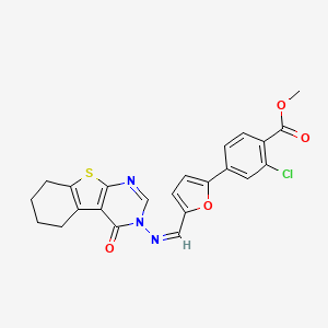 molecular formula C23H18ClN3O4S B5918903 methyl 2-chloro-4-(5-{[(4-oxo-5,6,7,8-tetrahydro[1]benzothieno[2,3-d]pyrimidin-3(4H)-yl)imino]methyl}-2-furyl)benzoate 