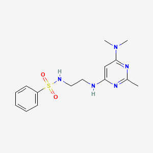 molecular formula C15H21N5O2S B5919100 N-(2-{[6-(dimethylamino)-2-methyl-4-pyrimidinyl]amino}ethyl)benzenesulfonamide 