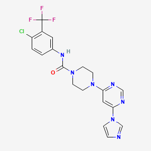 molecular formula C19H17ClF3N7O B5919109 N-[4-chloro-3-(trifluoromethyl)phenyl]-4-[6-(1H-imidazol-1-yl)-4-pyrimidinyl]-1-piperazinecarboxamide 