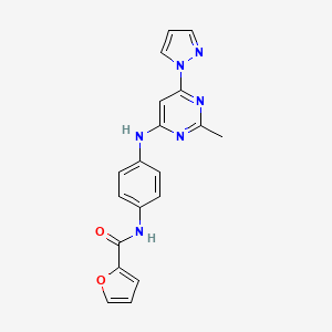 molecular formula C19H16N6O2 B5919124 N-(4-{[2-methyl-6-(1H-pyrazol-1-yl)-4-pyrimidinyl]amino}phenyl)-2-furamide 