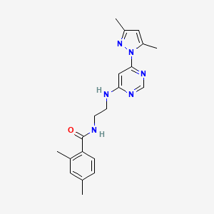 molecular formula C20H24N6O B5919234 N-(2-{[6-(3,5-dimethyl-1H-pyrazol-1-yl)-4-pyrimidinyl]amino}ethyl)-2,4-dimethylbenzamide 