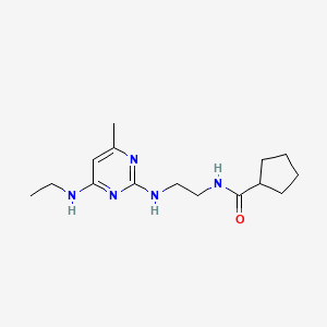 molecular formula C15H25N5O B5919260 N-(2-{[4-(ethylamino)-6-methyl-2-pyrimidinyl]amino}ethyl)cyclopentanecarboxamide 