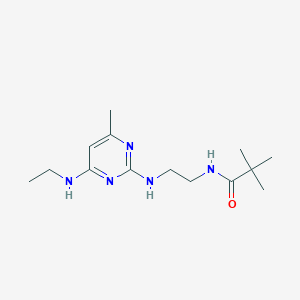molecular formula C14H25N5O B5919357 N-(2-{[4-(ethylamino)-6-methyl-2-pyrimidinyl]amino}ethyl)-2,2-dimethylpropanamide 