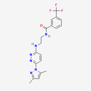 molecular formula C19H19F3N6O B5919481 N-(2-{[6-(3,5-dimethyl-1H-pyrazol-1-yl)-3-pyridazinyl]amino}ethyl)-3-(trifluoromethyl)benzamide 