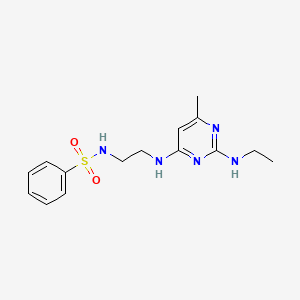 molecular formula C15H21N5O2S B5919511 N-(2-{[2-(ethylamino)-6-methyl-4-pyrimidinyl]amino}ethyl)benzenesulfonamide 